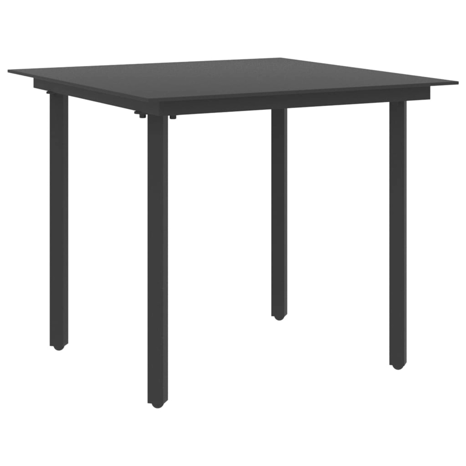 vidaXL Garten-Esstisch Schwarz 80x80x74 cm Stahl und Glas 313109 günstig online kaufen
