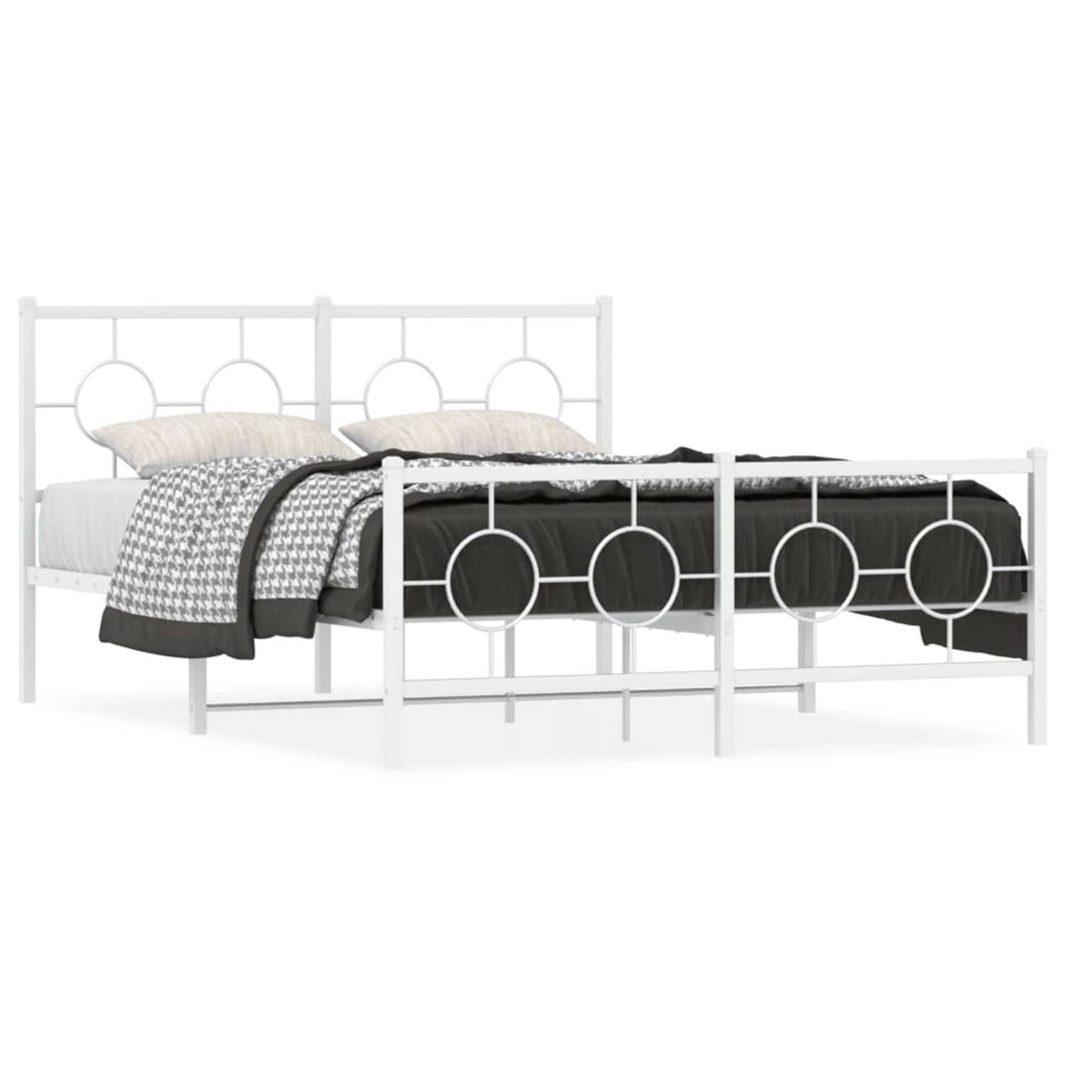 vidaXL Bettgestell mit Kopf- und Fußteil Metall Weiß 140x190 cm 376293 günstig online kaufen