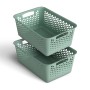 Zwei grüne ProHome Aufbewahrungskörbe, 10L, 37x26cm, stapelbar, für Badaccessoires.
