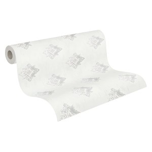 Rolle PROFHOME Barock Tapete mit Ornamenten in Beige und Grau, matte Textiloptik.