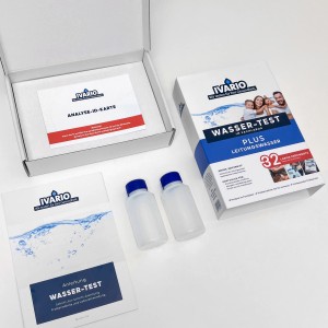 Ivario Wassertest Plus Set mit Teströhrchen, Anleitung und Analyse-ID Karte für 32 Prüfwerte.