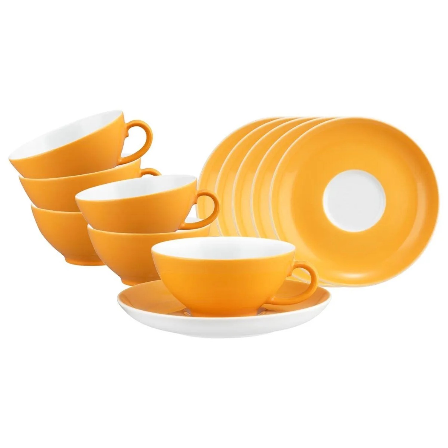 Seltmann Weiden Liberty Pure Colors Teetasse mit Untertasse 6er Set Mango Orange