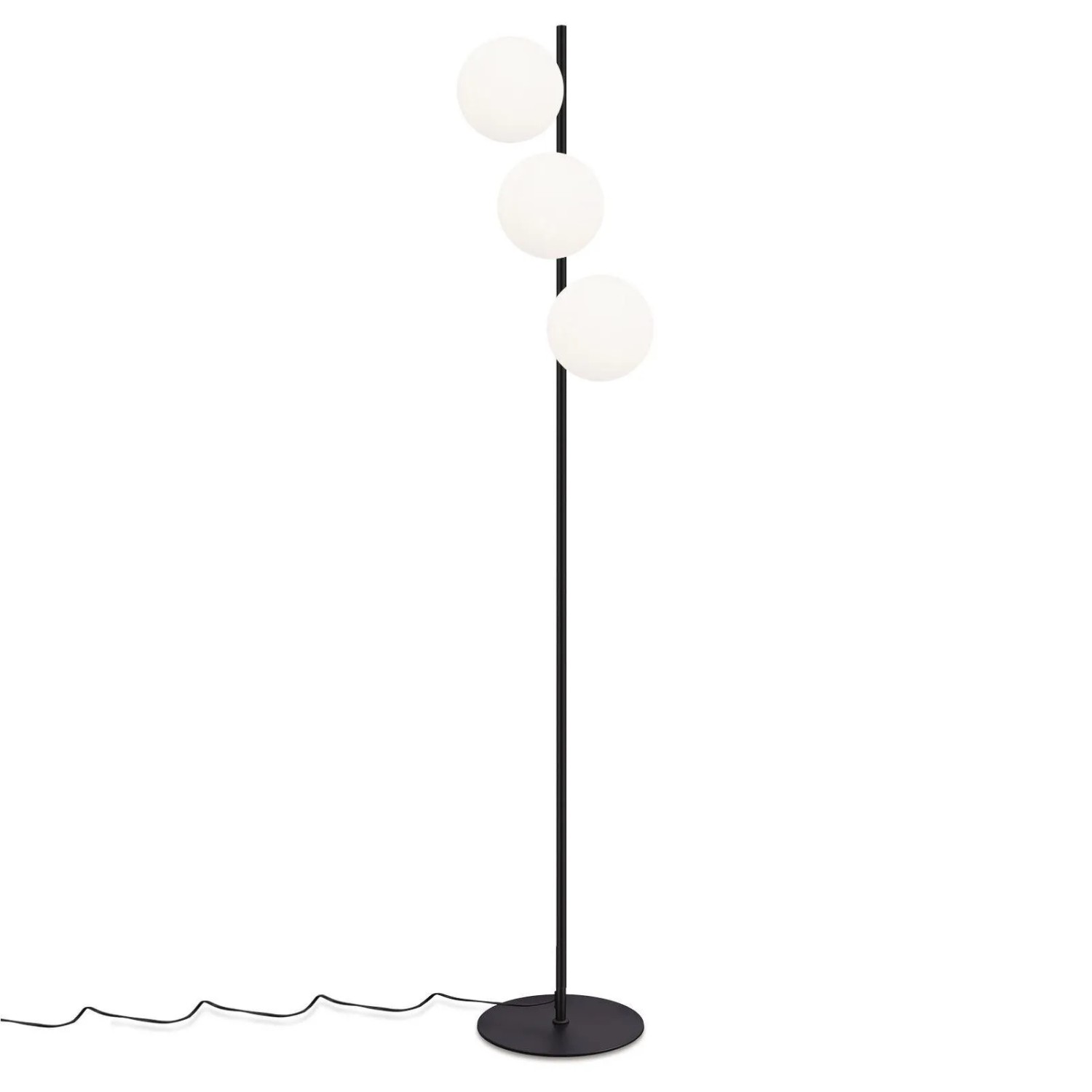 NETTLIFE Schwarze Stehlampe Moderne 3-flammige Wohnzimmer-Stehlampe mit Fußschalter Metalldesign Glas E27-Fassung Industrie-Vintage-Stil