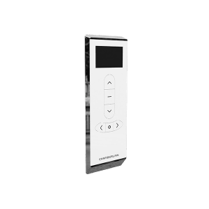 Chamberlain 8-Kanal Fernbedienung RTX8P-10 für Rolläden, weiße Funksteuerung mit Display und Tasten.