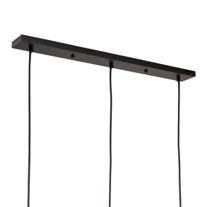 Schwarzer Orion Lightstyle Deckenbaldachin mit 3 Auslässen für Pendelleuchten.