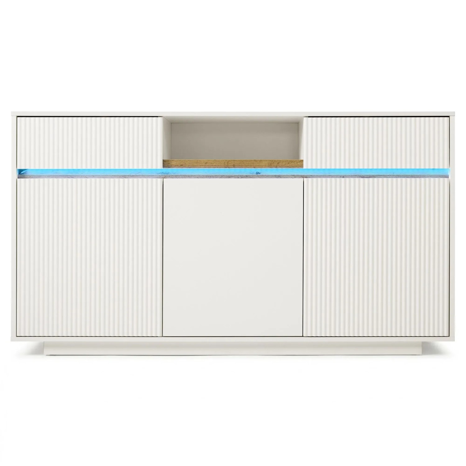 Merax Sideboard Weiß LED 140 cm Kommode Türen Schubladen