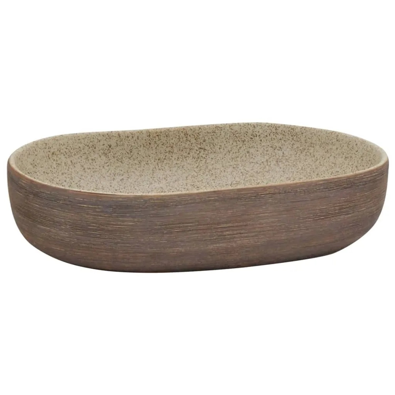 vidaXL Aufsatzwaschbecken Sandfarben Braun Oval 59x40x14 cm Keramik 155104 günstig online kaufen