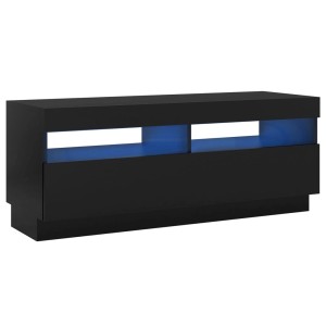 Schwarzer TV-Schrank mit LED-Beleuchtung, 100x35x40 cm, für Wohnzimmer.