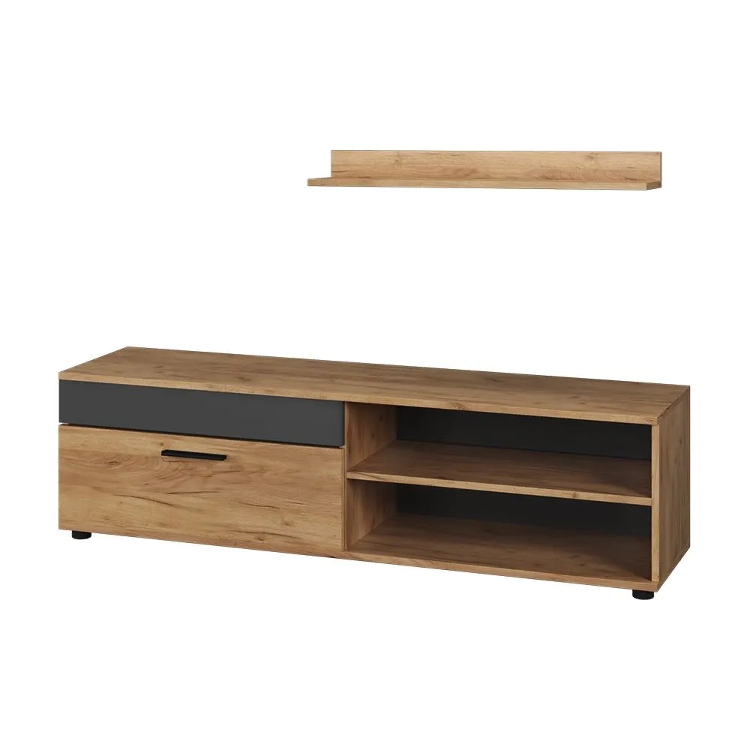 Vicco Lowboard & Regal Berno Goldkraft Eiche Anthrazit 140 x 39 mit 1 Klappe Art Nr 55460