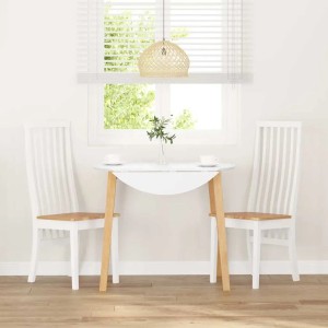 vidaXL Esszimmerstühle 2 Stk Weiß Massivholz Gummibaum 4102458