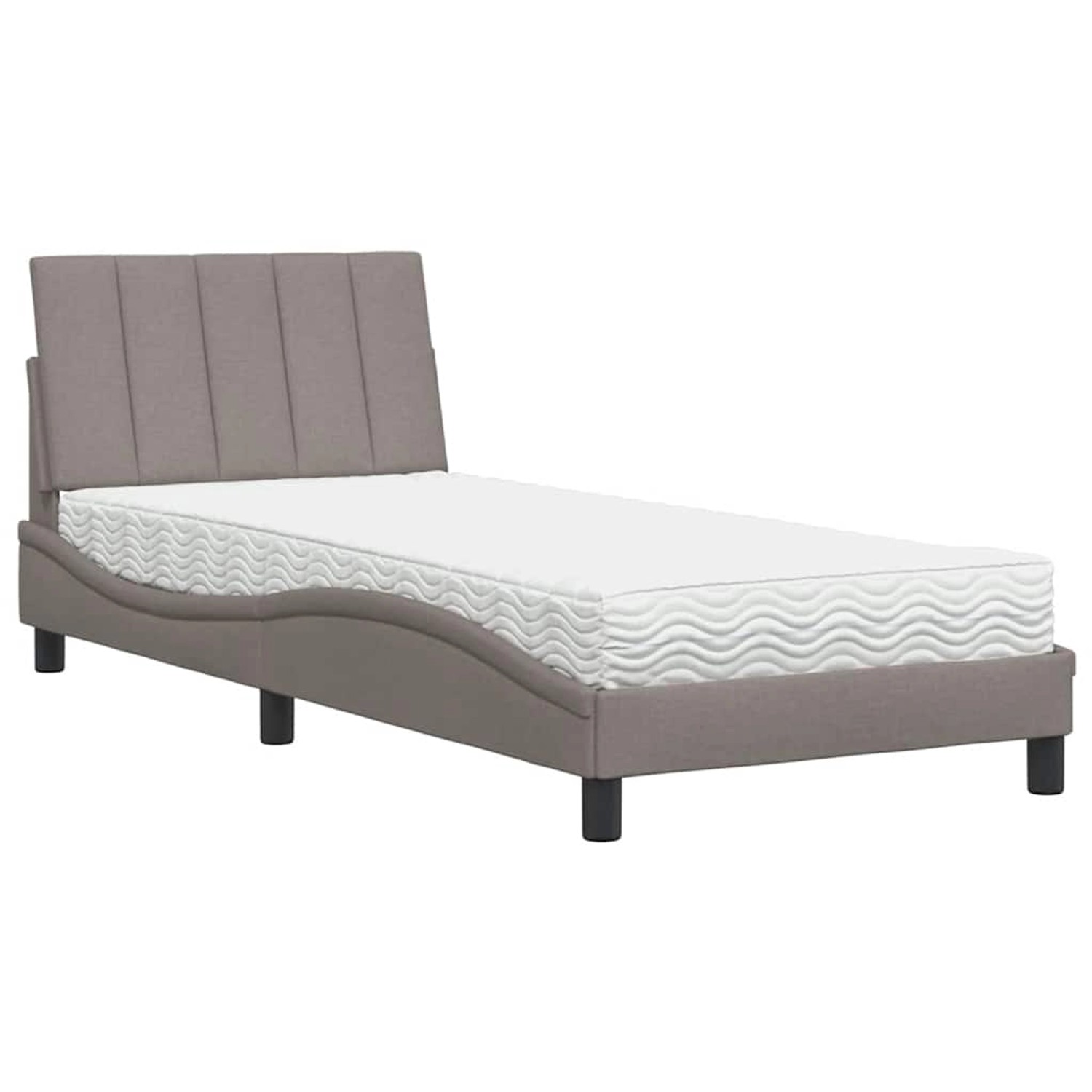 vidaXL Bett mit Matratze Hanko Taupe 80x200 cm Stoff 3310493