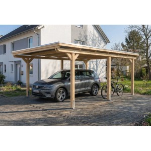 Skan Holz Carport Emsland EPDM-Dach 402 cm x 604 cm Natur
