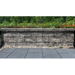 Diephaus Maximo High Mauerstein, weiß-schwarz, als robuste Gartenmauer mit Spaltsteinoptik. Ideal für Gartenmauern, 40x20x20 cm.