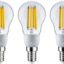 Drei Paulmann E14 LED Leuchtmittel in Tropfenform, 2,5W, warmweißes Licht.