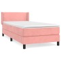 Rosa vidaXL Boxspringbett (100x200 cm) mit Samtbezug, inklusive Matratze und Topper.