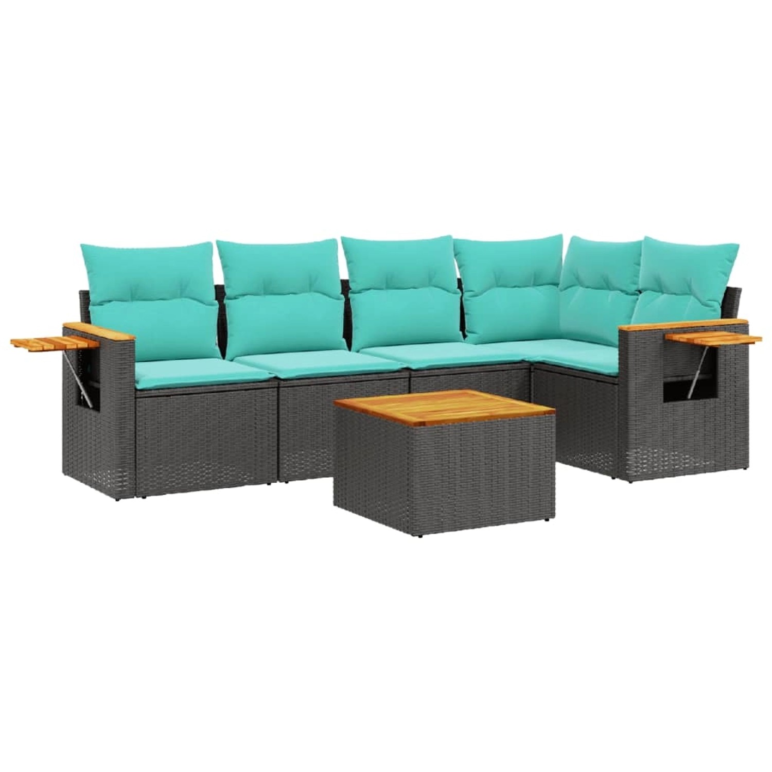 vidaXL 6-Tlg Garten-Sofagarnitur mit Kissen Schwarz Poly Rattan 3226792 günstig online kaufen