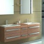 Badmöbel-Set Zürich II 150 cm in Zebra-/Holzoptik Dunkel mit zwei Spiegeln.