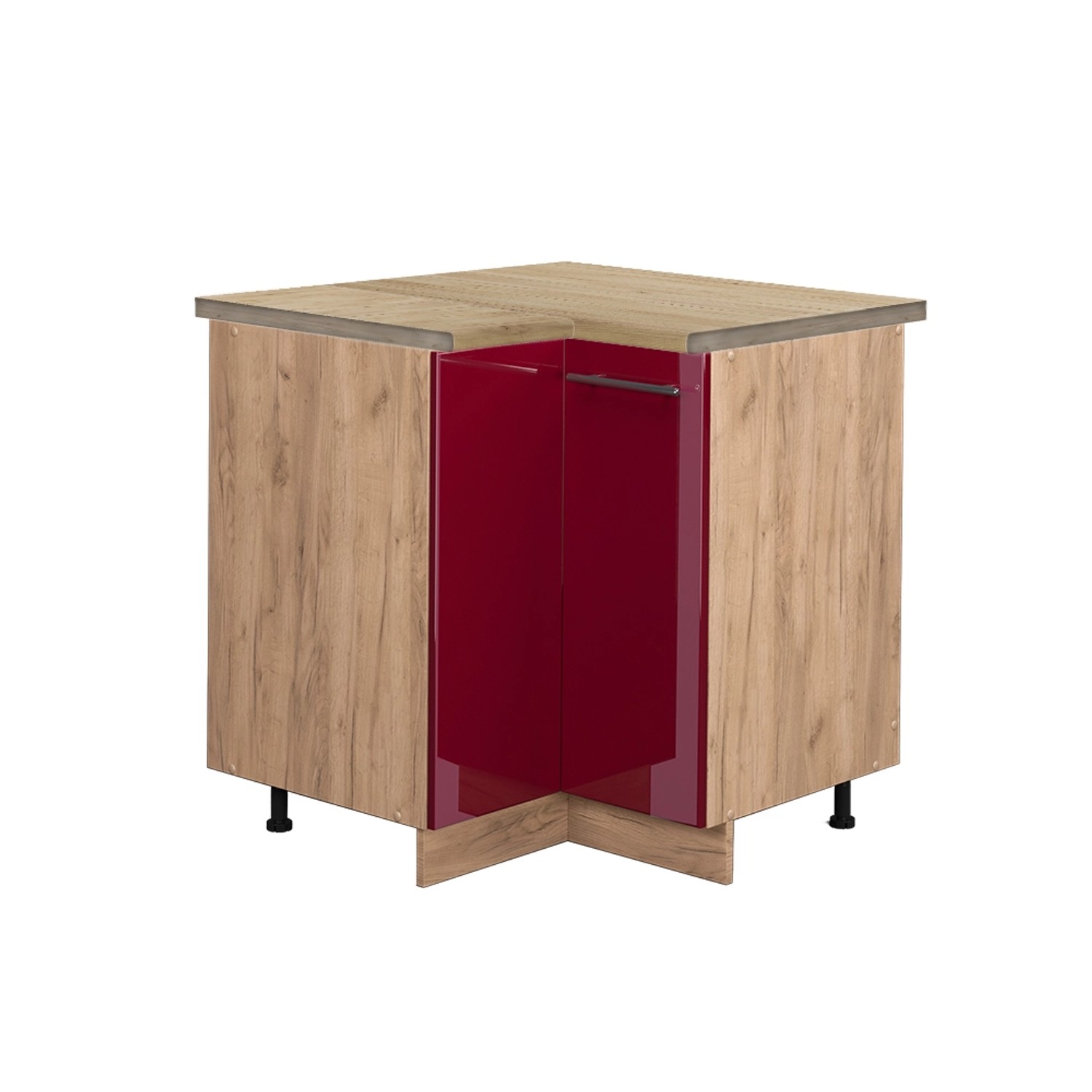 Vicco Eckunterschrank Fame-Line Bordeaux Hochglanz/Goldkraft Eiche 81 cm AP Eiche