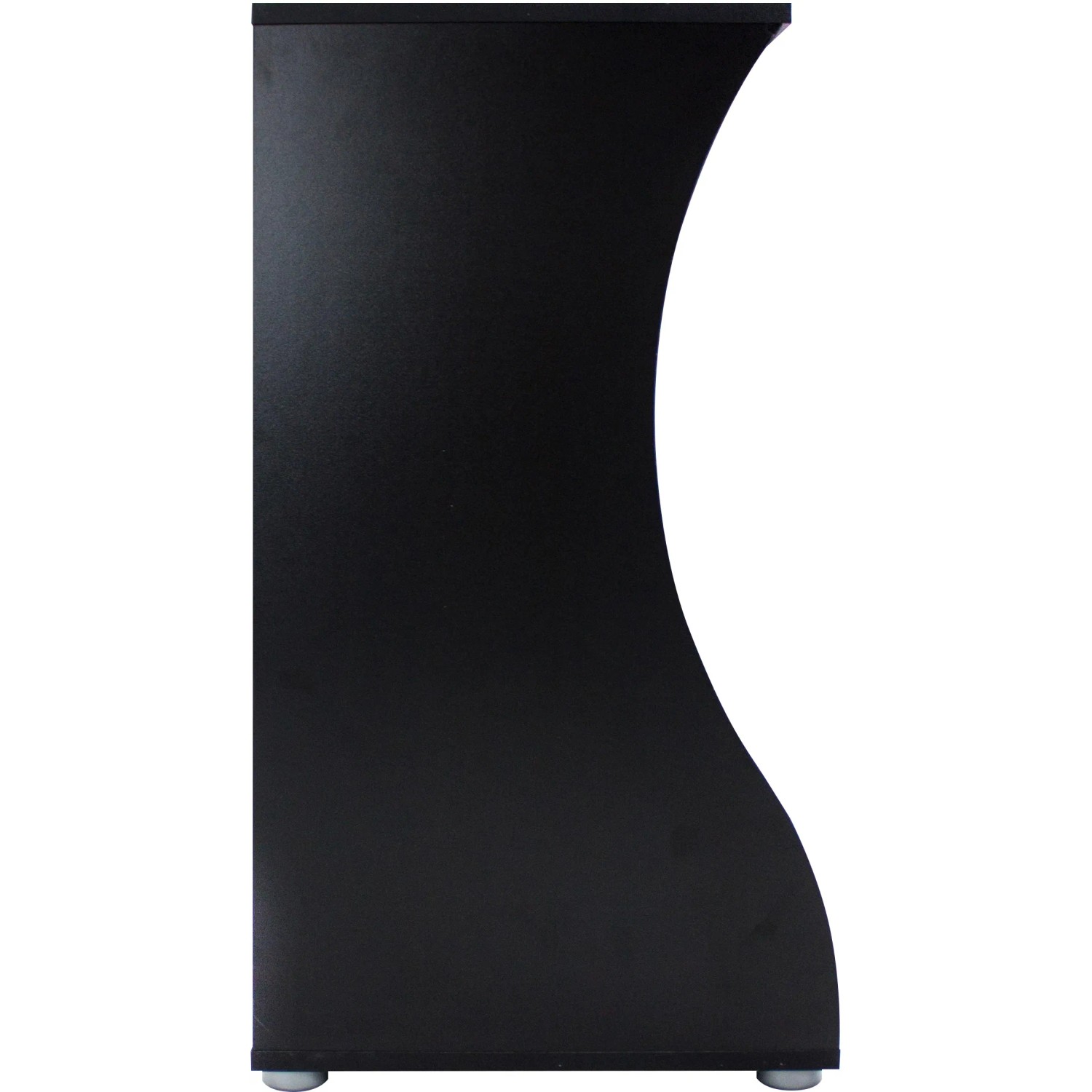 Fluval Flex Aquariumunterschrank, 57 l, schwarz, mit gewölbtem Design und Ablagefächern.