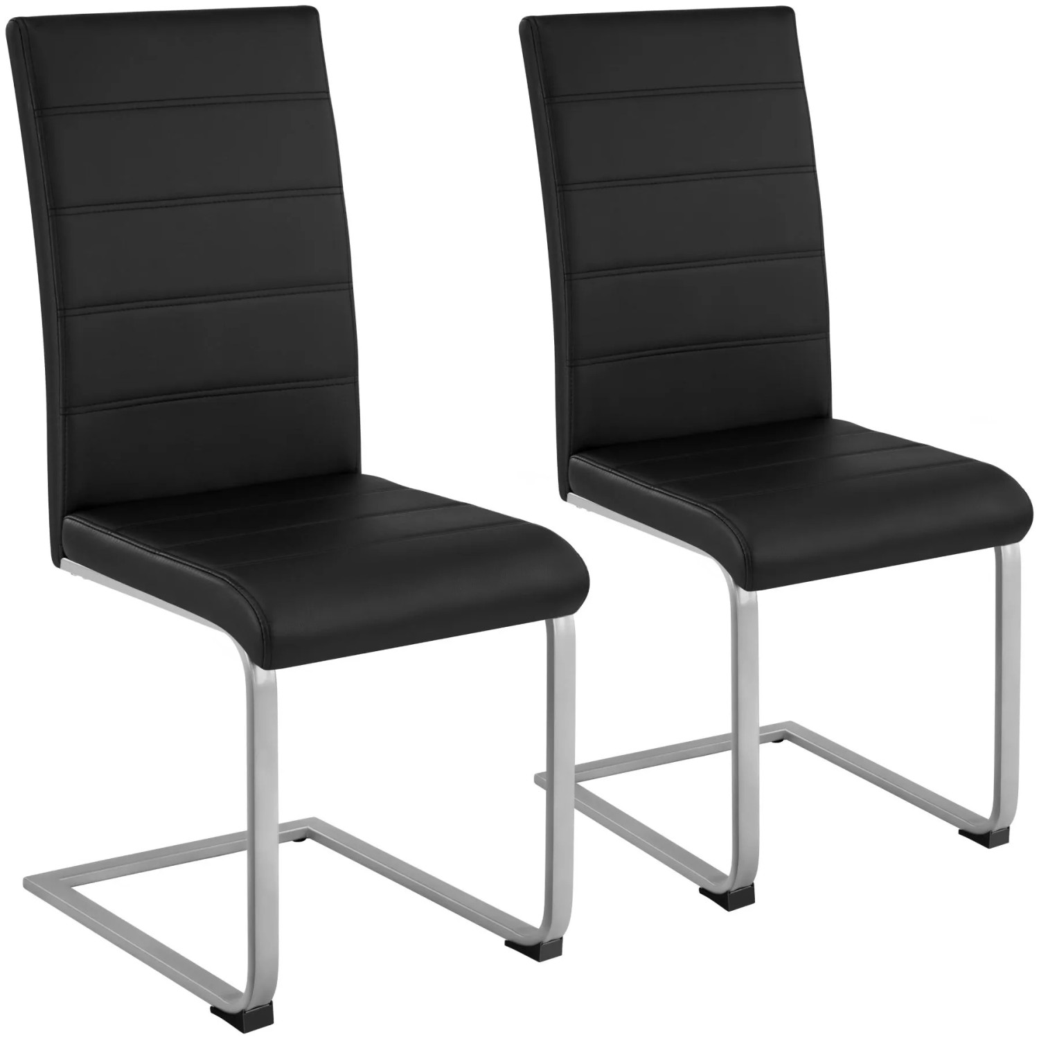 Tectake Set Schwingstuhl Bettina Gepolstert Mit Kunstlederbezug Hohe Rückenlehne 2Er Set 41 x 52 x 99 cm Schwarz