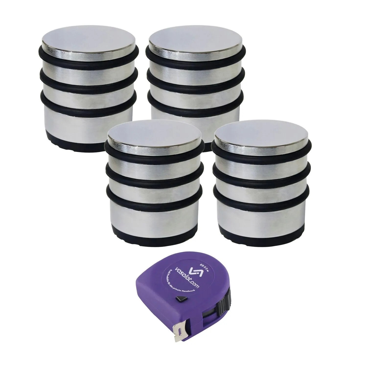 vasalat Set Türstopper schwer Ø 65 mm H 75 mm Edelstahl Geschliffen 1,5 kg 4 Stück