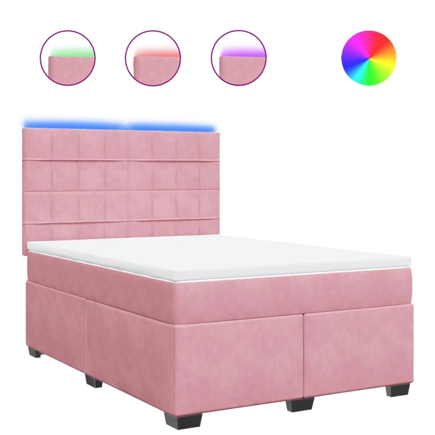 vidaXL Boxspringbett mit Matratze Rosa 140x190 cm Samt 3293211 günstig online kaufen