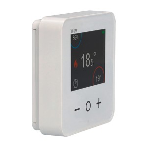 Schneider Electric Wiser Raumthermostat mit Display, weiße Ausführung für die Hausautomation.