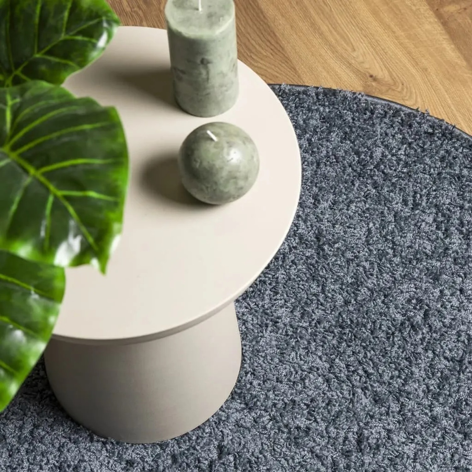 Blauer, runder Shaggy Teppich (Ø 100 cm) von vidaXL. Hochfloriger Teppich für Wohnzimmer und Schlafzimmer.