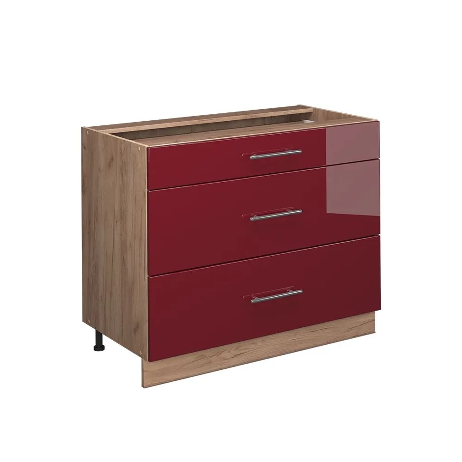 Vicco Küchenunterschrank Fame-Line Bordeaux Hochglanz/Goldkraft Eiche 100 x 82 ohne Arbeitsplatte Art Nr 61637