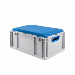 Eurobox NextGen Sitzbox blau-grau, 44 Liter, mit Griffen. Aufbewahrungsbox, Transportbox, Stapelbox.