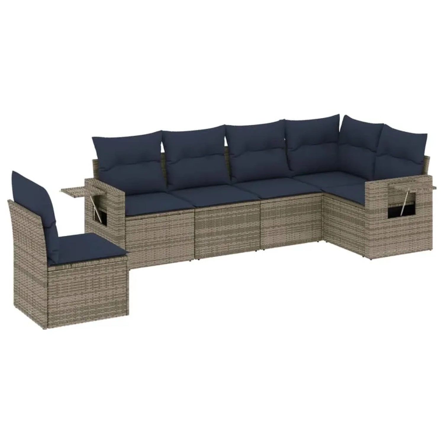 vidaXL 6-Tlg Gartensofa-Set mit Kissen Grau Polyrattan 3220230 günstig online kaufen