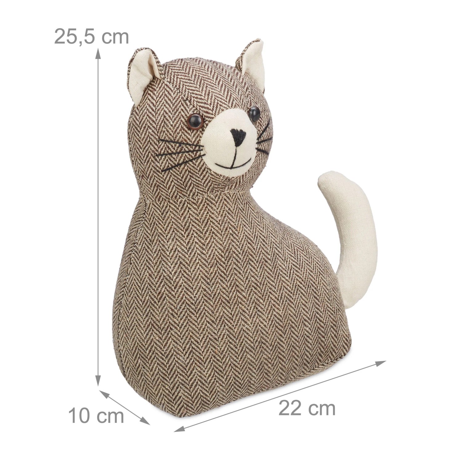 Relaxdays Türstopper Katze Polyester Braun Schwer 25,5 cm x 22 cm x 10 cm 1,4 kg_4