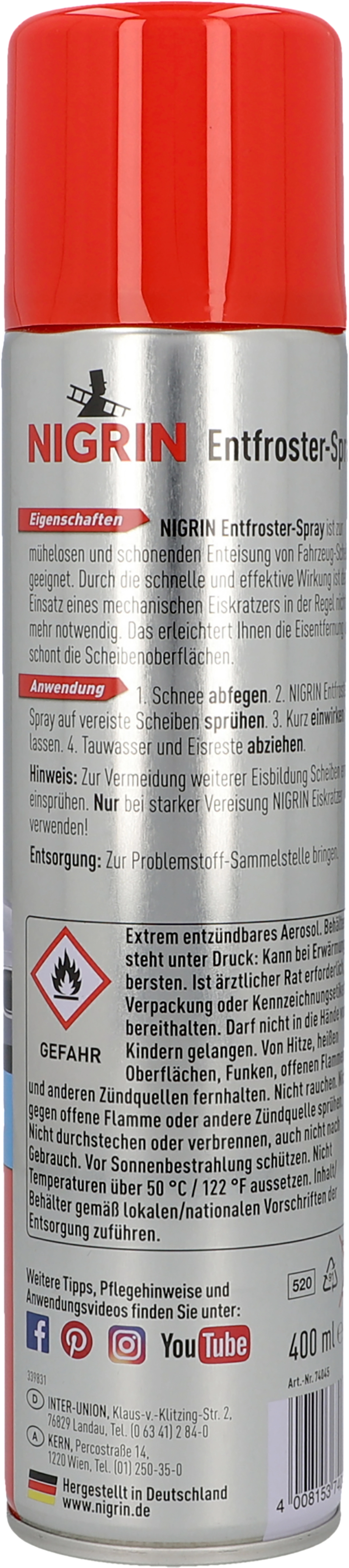 NIGRIN Scheiben-Entfroster 3in1 (1 Liter)