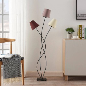Moderne Lindby Stehlampe Melis, creme, 3-flammig, Textil-Schirme für Wohnzimmer.