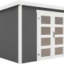 Modernes, carbongraues Lasita Holz-Gartenhaus Zambezi mit Doppeltür und Fenster