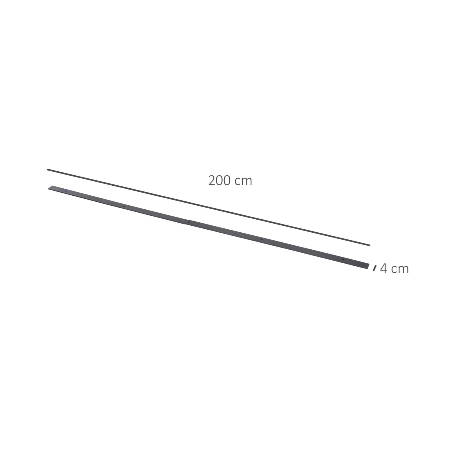 Dunkelbraune Schiebetürschiene aus Kohlenstoffstahl, 200 cm lang, 4 cm breit, für Beschlagsatz.