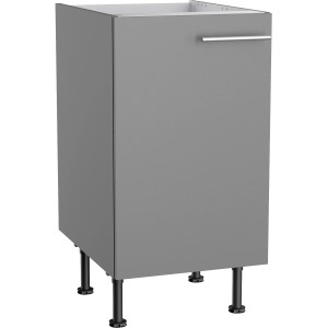 Optifit Spülenunterschrank Mats825, 45 cm, Basaltgrau mit Tür und Edelstahlgriff.