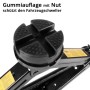 Detailaufnahme Gummiauflage mit Nut für STAHLWERK Scherenwagenheber 2000 kg.