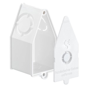 Weiße Kaiser Wandleuchten-Anschlussdose 1048-00 mit abnehmbarem Deckel.