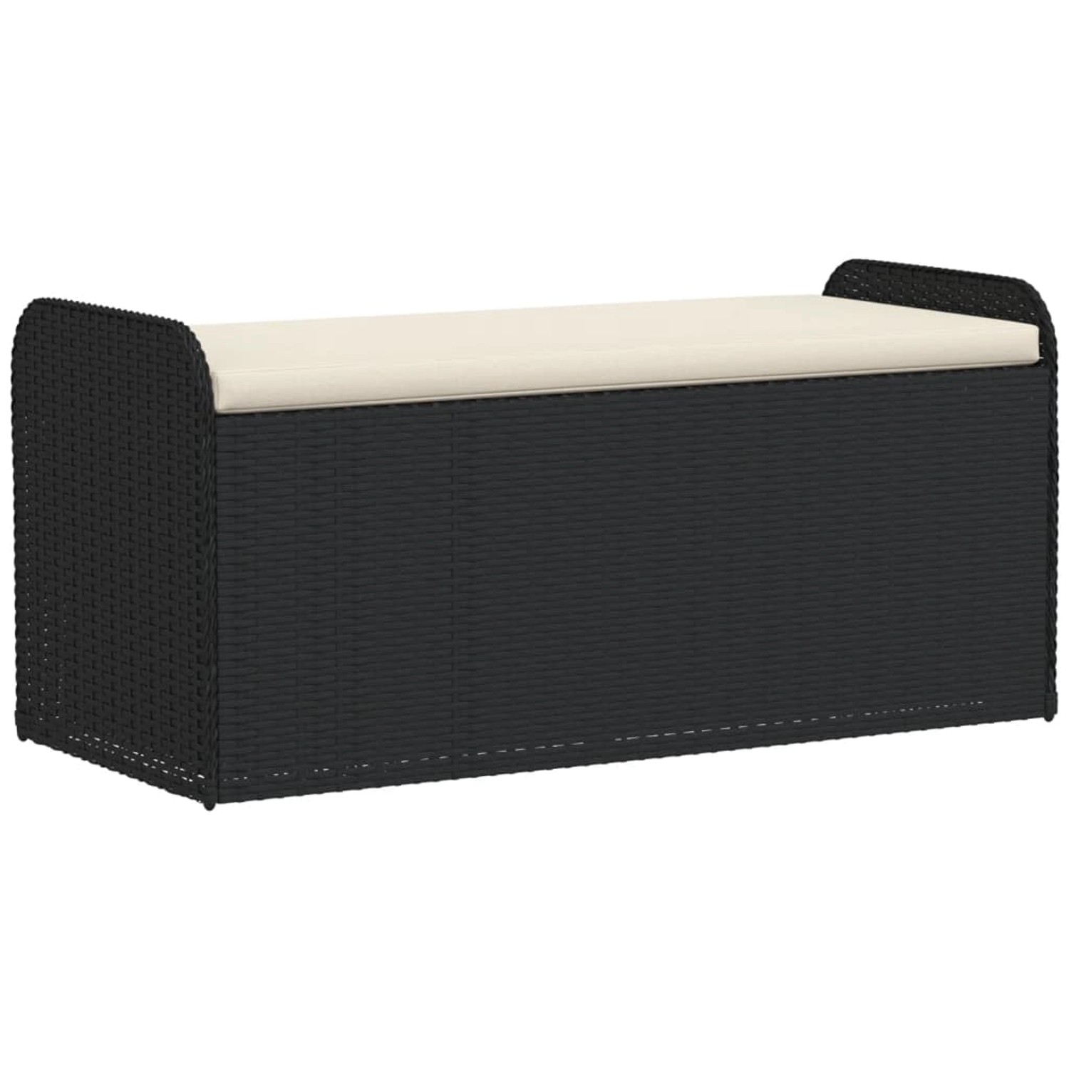 vidaXL Sitzbank mit Stauraum & Kissen Schwarz 115x51x52 cm Poly Rattan günstig online kaufen