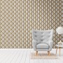Vliestapete mit 3D-Design in Gold und Weiß, leicht strukturiert. Dekorative Tapete für stilvolle Akzente.
