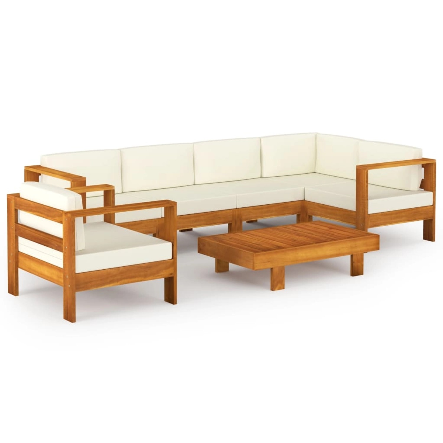 vidaXL 7-tlg Garten-Lounge-Set mit Creme Auflagen Massivholz Akazie Modell 1