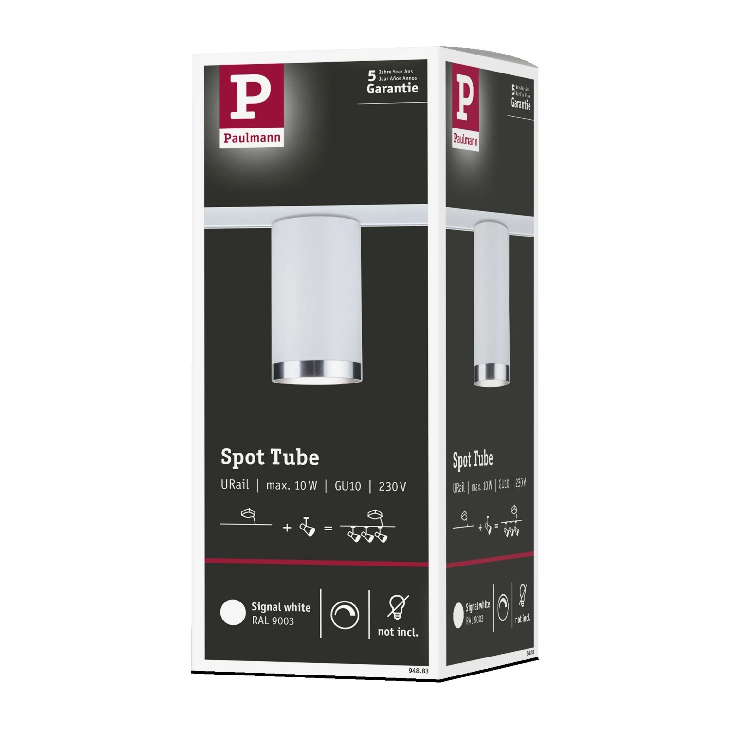 Paulmann URail Schienenspot Tube, signalweiß, für individuelle LED-Schienensysteme.