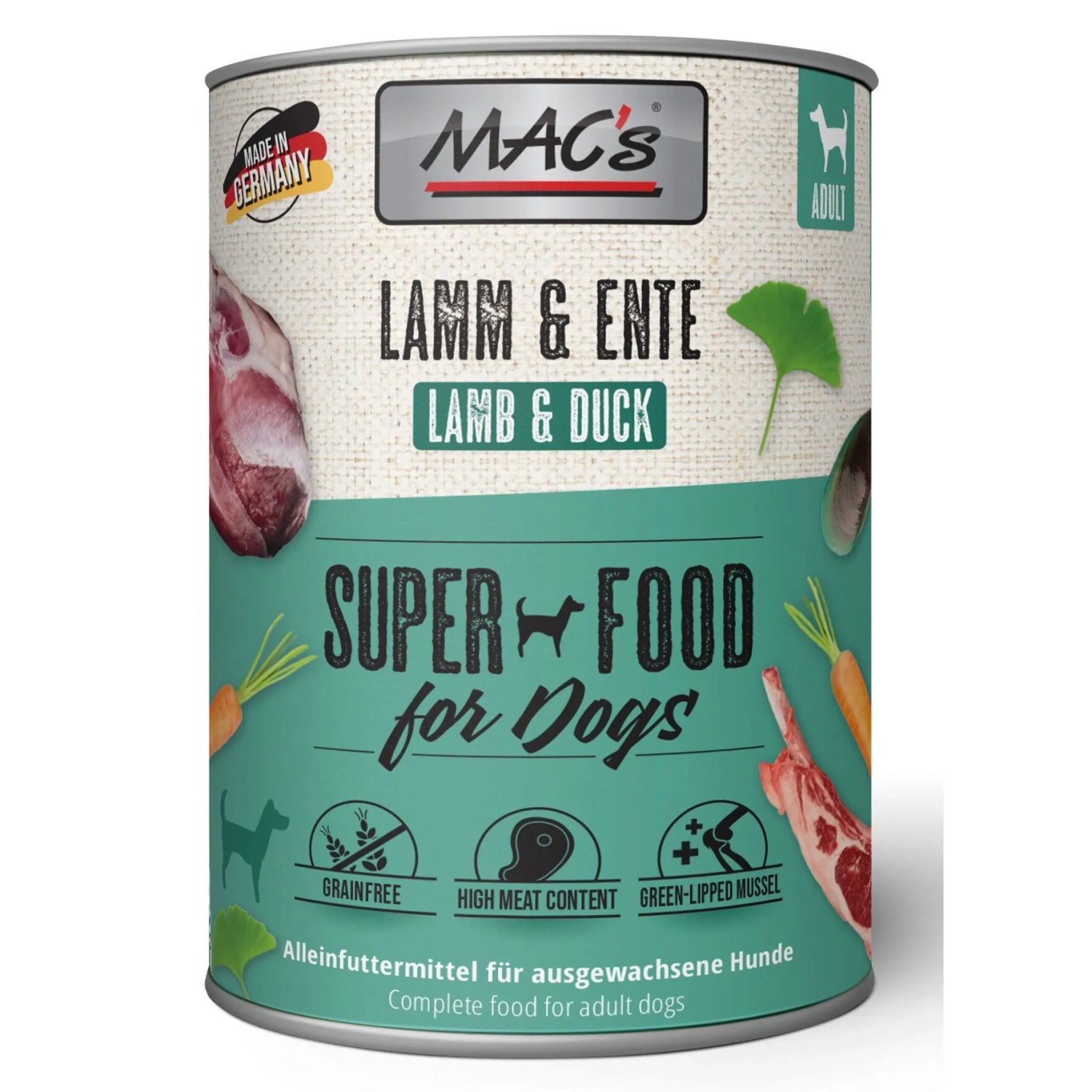 Mac's Hunde-Nassfutter Lamm und Ente 800 g