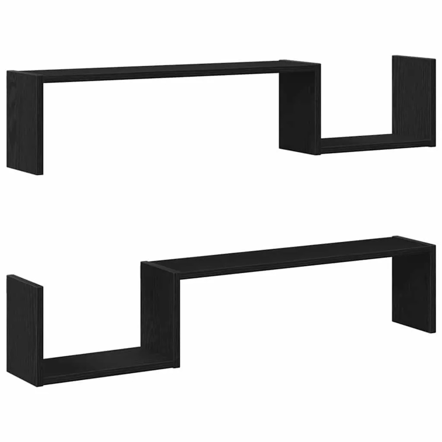 Thumbnail - vidaXL Wandregal mit Regal 2 Stk Schwarz Eichen-Optik 100 x 15 x 20 cm 862655