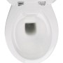 Weißes, erhöhtes Stand-WC Set mit offenem WC-Sitz und Spülkasten von Calmwaters.