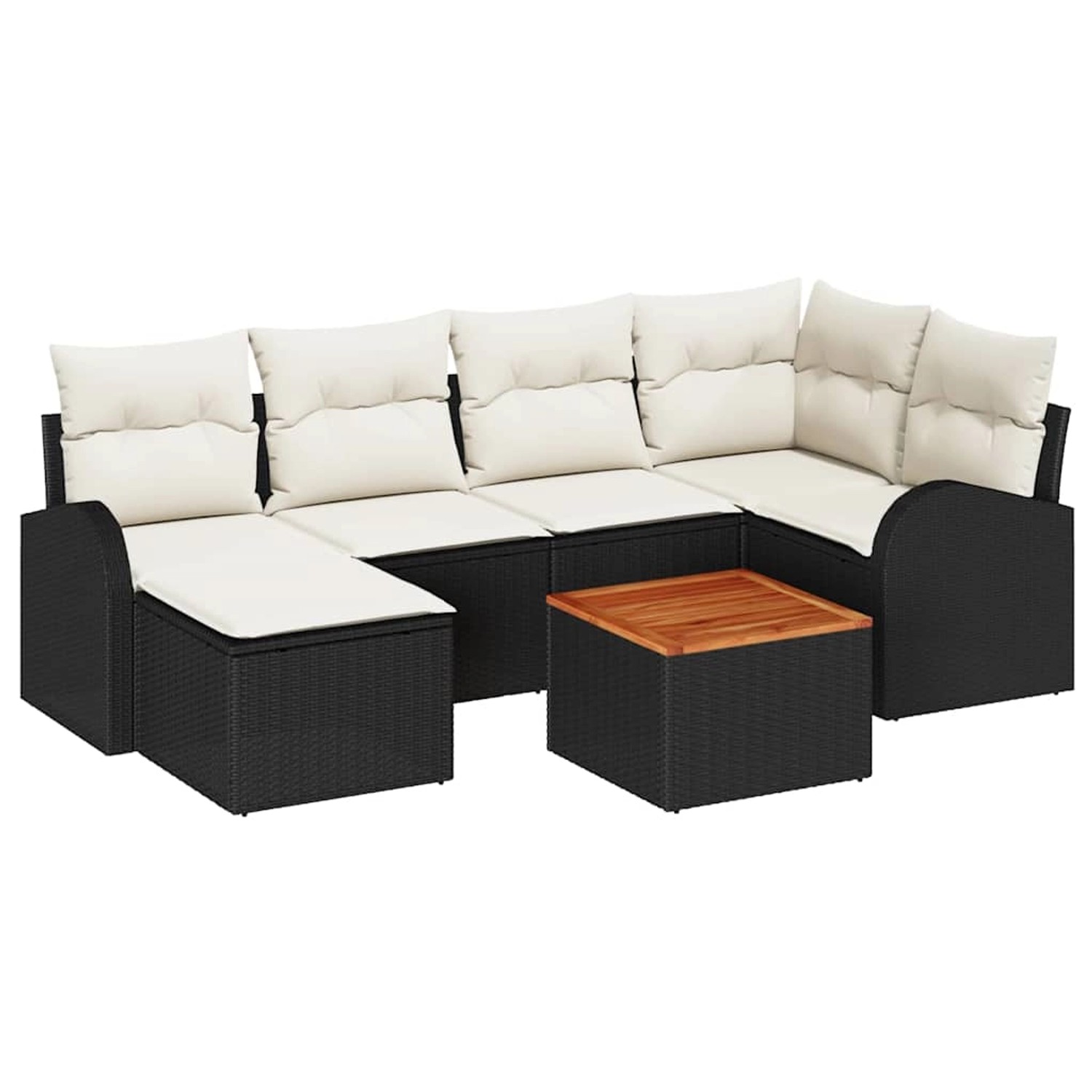 vidaXL Garten-Sofa-Set 7-Tlg Schwarz Poly Rattan 3347600 günstig online kaufen