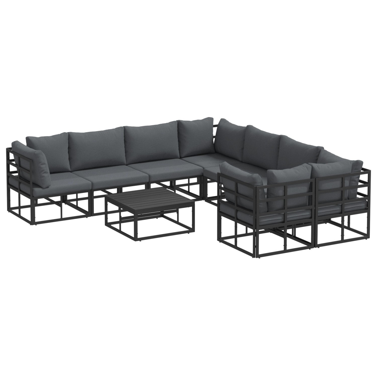 vidaXL Garten-Sofa-Set mit Kissen 9-Tlg Schwarz Aluminium 3378949 günstig online kaufen