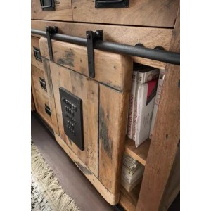 GarWoh Sideboard Florenz aus Mango-Holz im Vintage-Look mit Schiebetür und Regalfach.