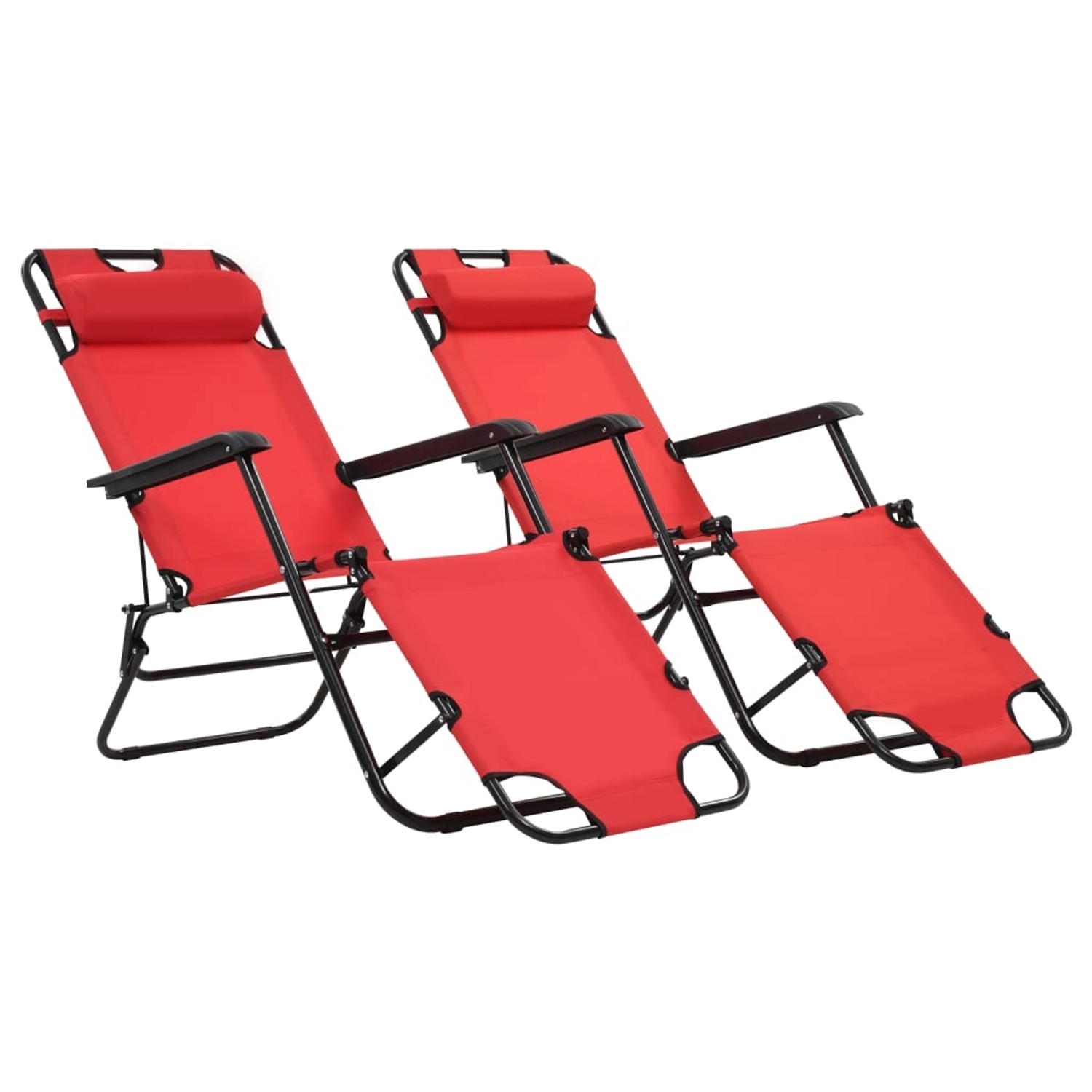 vidaXL Klappbare Sonnenliegen 2 Stk mit Fußablage Rot 44344